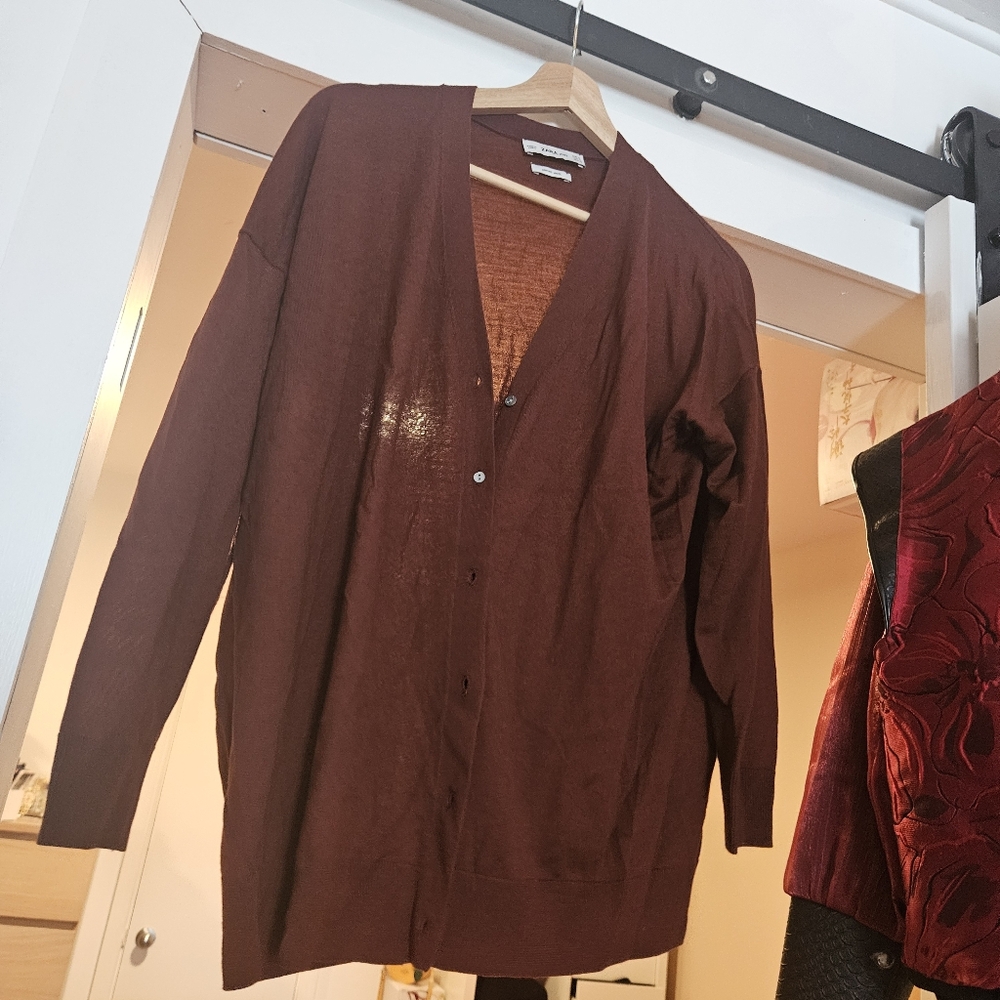 Zara Merino Wool Thin Delicate Warm Brown Cardigan